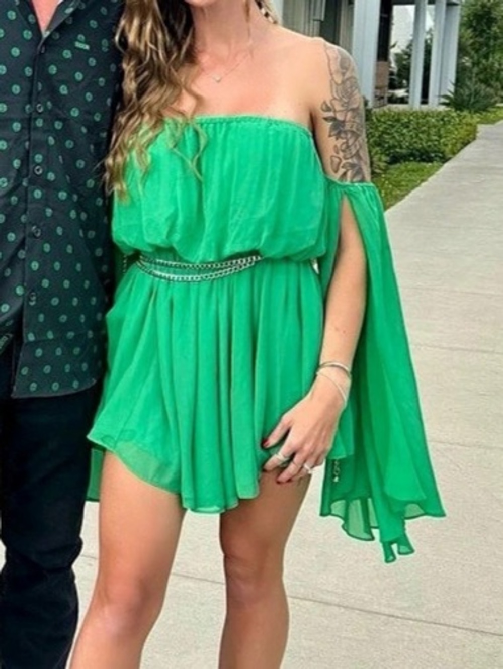 Michael Costello x Revolve Mini Green Dress Size XS Like New